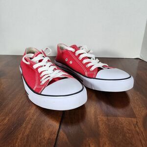 Ikonik Red White Canvas Shoe Women Size 10